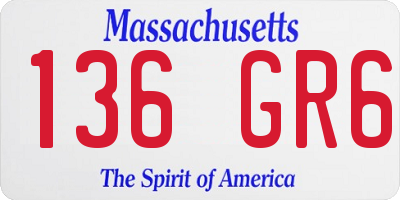 MA license plate 136GR6