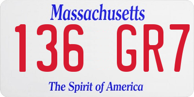 MA license plate 136GR7