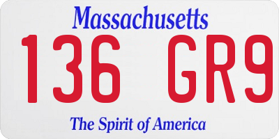 MA license plate 136GR9