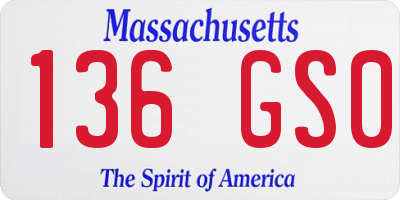 MA license plate 136GS0