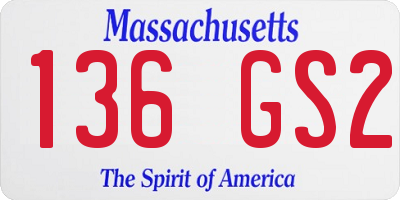 MA license plate 136GS2