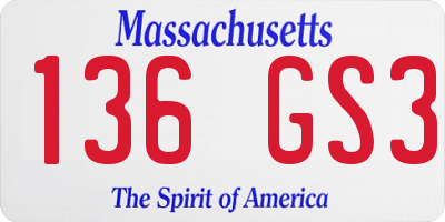 MA license plate 136GS3