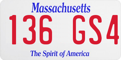 MA license plate 136GS4