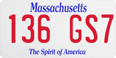 MA license plate 136GS7