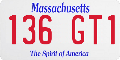 MA license plate 136GT1