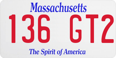 MA license plate 136GT2