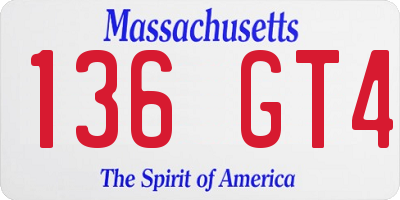 MA license plate 136GT4