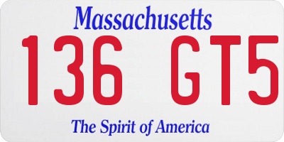 MA license plate 136GT5