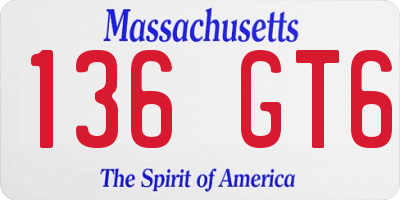 MA license plate 136GT6