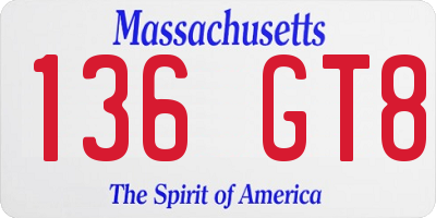 MA license plate 136GT8