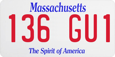 MA license plate 136GU1