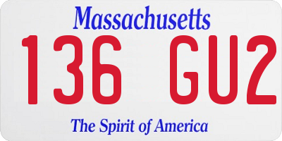 MA license plate 136GU2