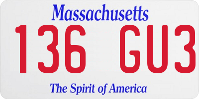 MA license plate 136GU3