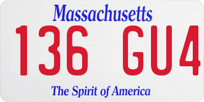MA license plate 136GU4