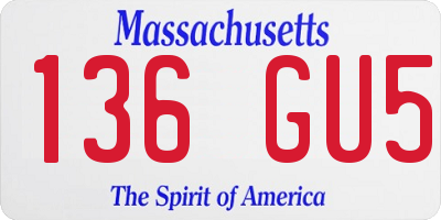 MA license plate 136GU5