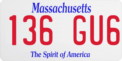 MA license plate 136GU6
