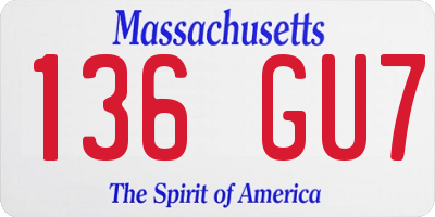 MA license plate 136GU7