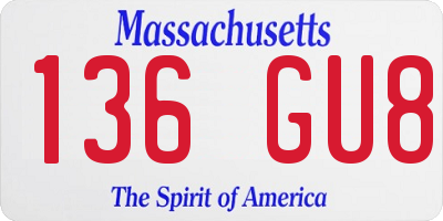 MA license plate 136GU8