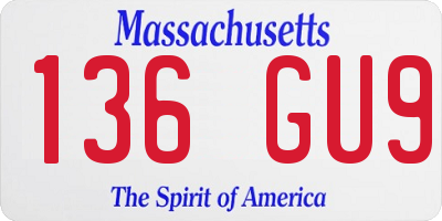 MA license plate 136GU9