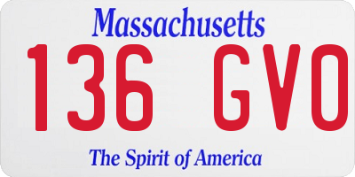 MA license plate 136GV0