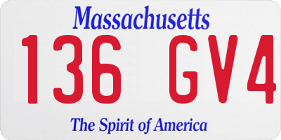 MA license plate 136GV4