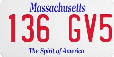 MA license plate 136GV5