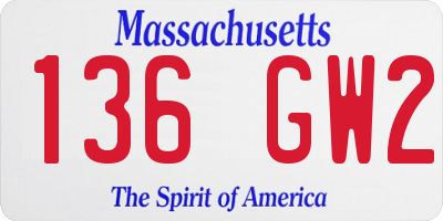 MA license plate 136GW2
