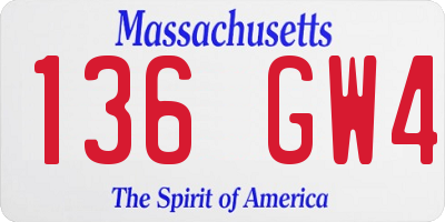 MA license plate 136GW4