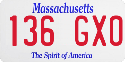 MA license plate 136GX0