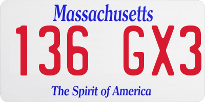 MA license plate 136GX3