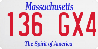 MA license plate 136GX4