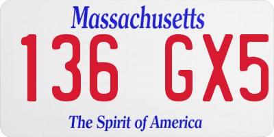 MA license plate 136GX5