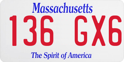 MA license plate 136GX6