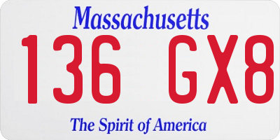 MA license plate 136GX8