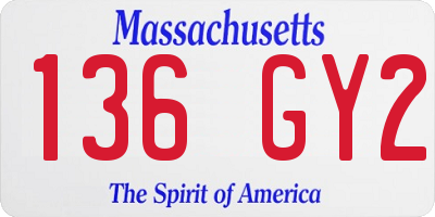 MA license plate 136GY2