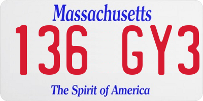 MA license plate 136GY3