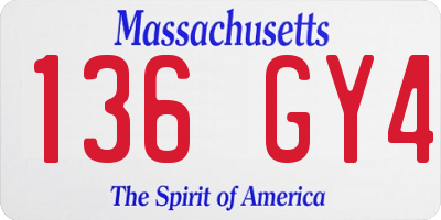 MA license plate 136GY4
