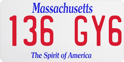MA license plate 136GY6