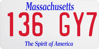 MA license plate 136GY7