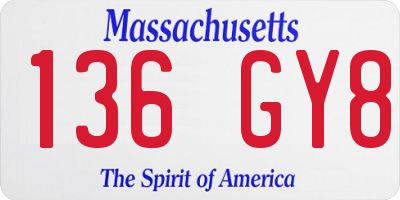 MA license plate 136GY8