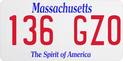 MA license plate 136GZ0