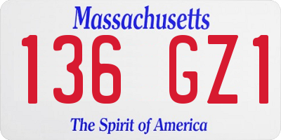 MA license plate 136GZ1