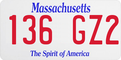MA license plate 136GZ2