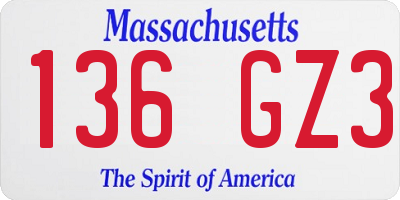 MA license plate 136GZ3