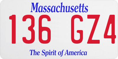 MA license plate 136GZ4