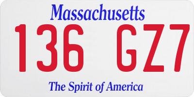 MA license plate 136GZ7