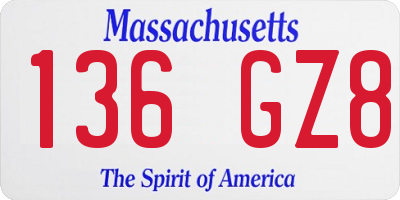 MA license plate 136GZ8