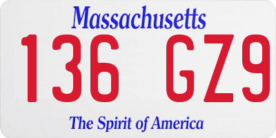 MA license plate 136GZ9