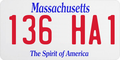 MA license plate 136HA1