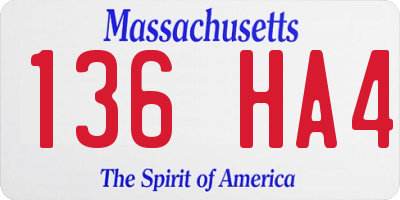 MA license plate 136HA4